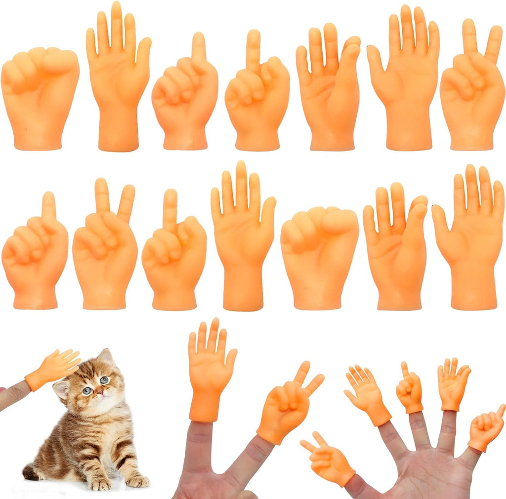 14x Mini Hände Fingerpuppen Set Gummi Tiny Hands Party Spielzeug Katze Kinder