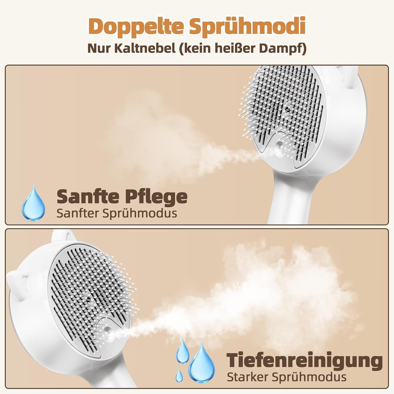 2in1 Dampfreiniger Katzenbürste Unterwollentferner USB Tierpflege