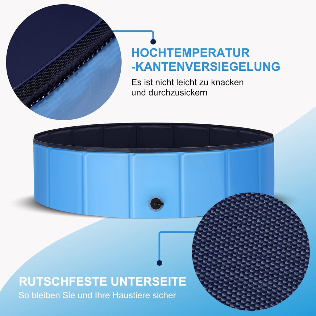Faltbarer Hundepool 80×20 cm, rutschfestes verdicktes PVC Planschbecken