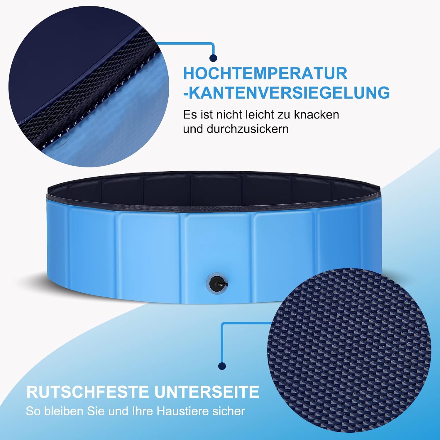 Faltbarer Hundepool 80×20 cm, rutschfestes verdicktes PVC Planschbecken