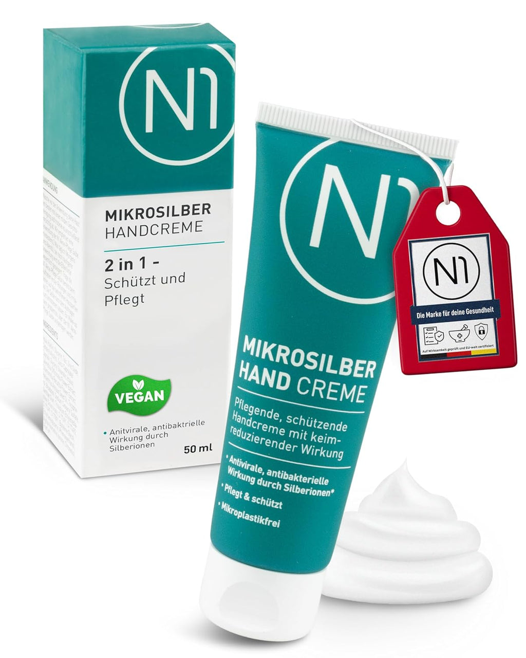 N1 Mikrosilber Handcreme fuer sehr trockene Haende mit Desinfektion