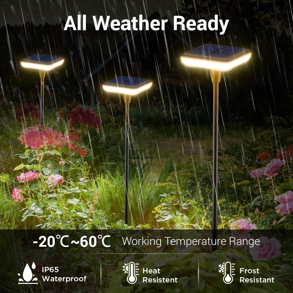 4er LED Solarlampen fuer Garten Aussen IP65 34 lm Warmweiss 1000mAh Wasserdicht