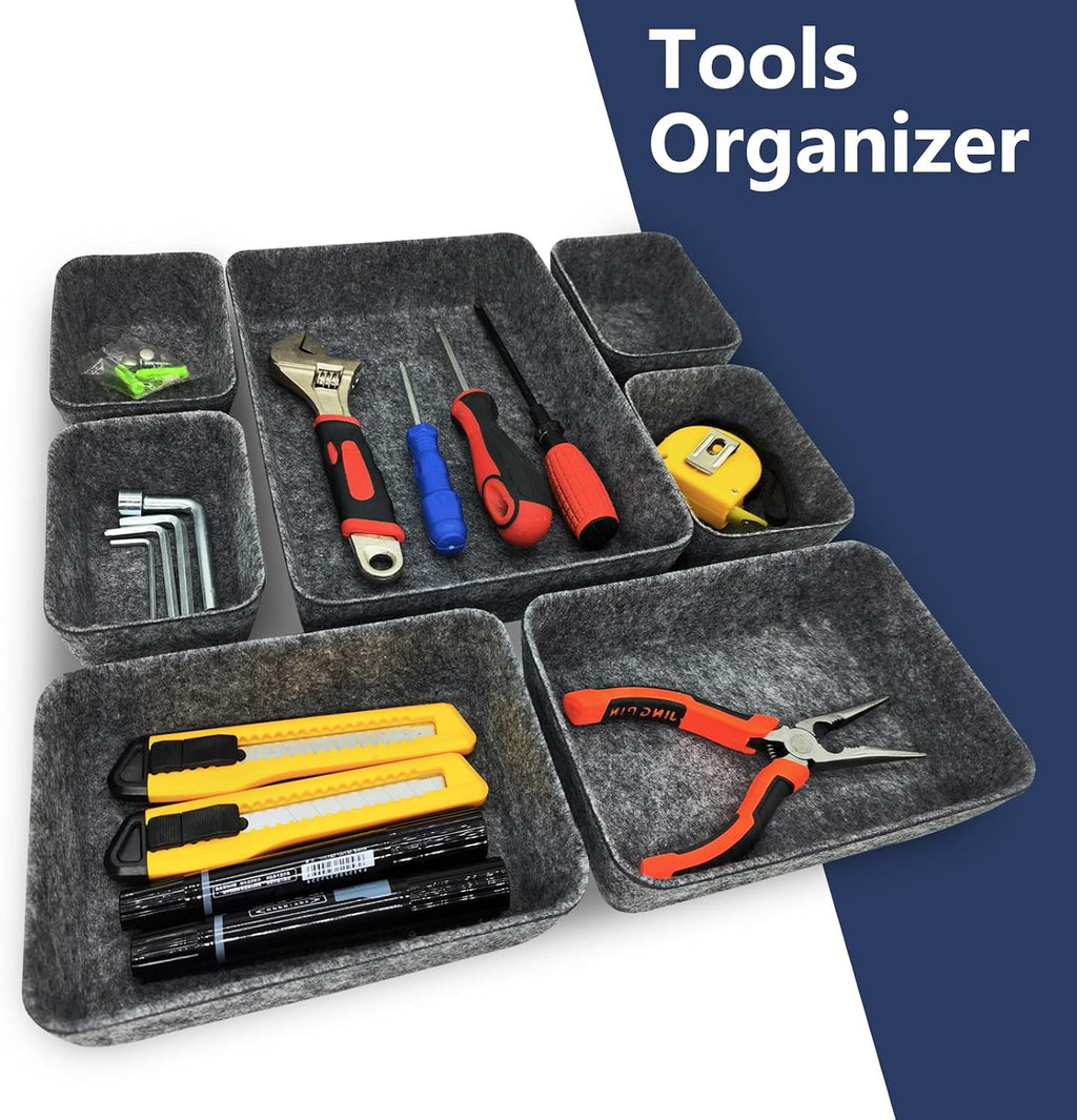 Schubladen Organizer Filz 14er Set waschbar Hellgrau fuer Schminktisch