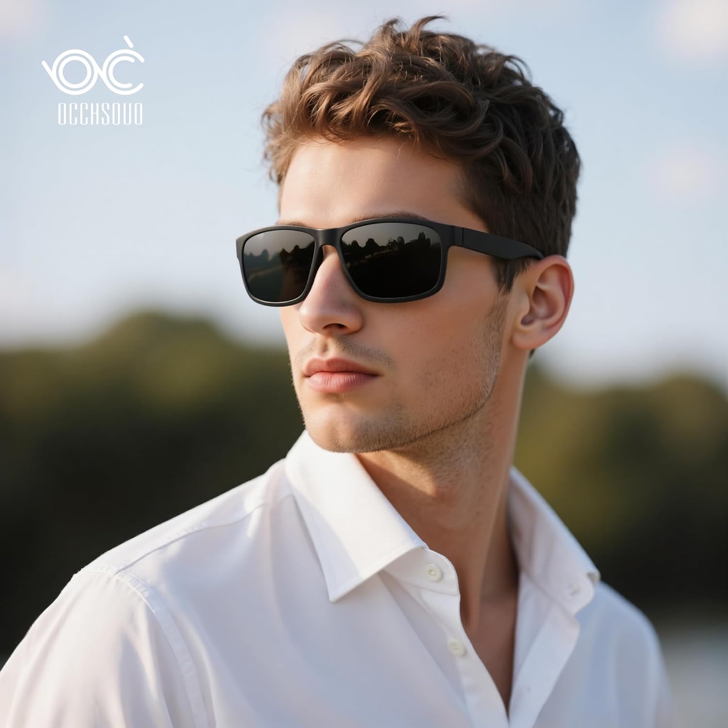 Sonnenbrille Herren Damen polarisiert UV400 unisex schwarz rechteckig Sport