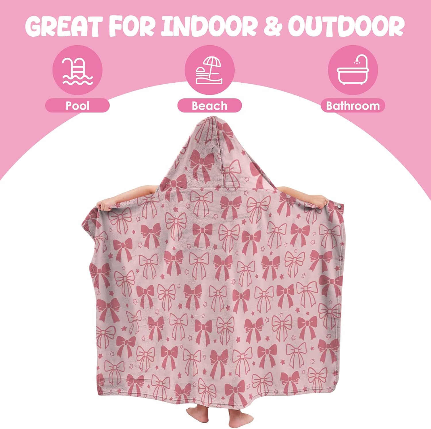 Eiscreme Kapuzenponcho Handtuch 130x100 cm Kinder Jungen Maedchen Strand Schwimmb