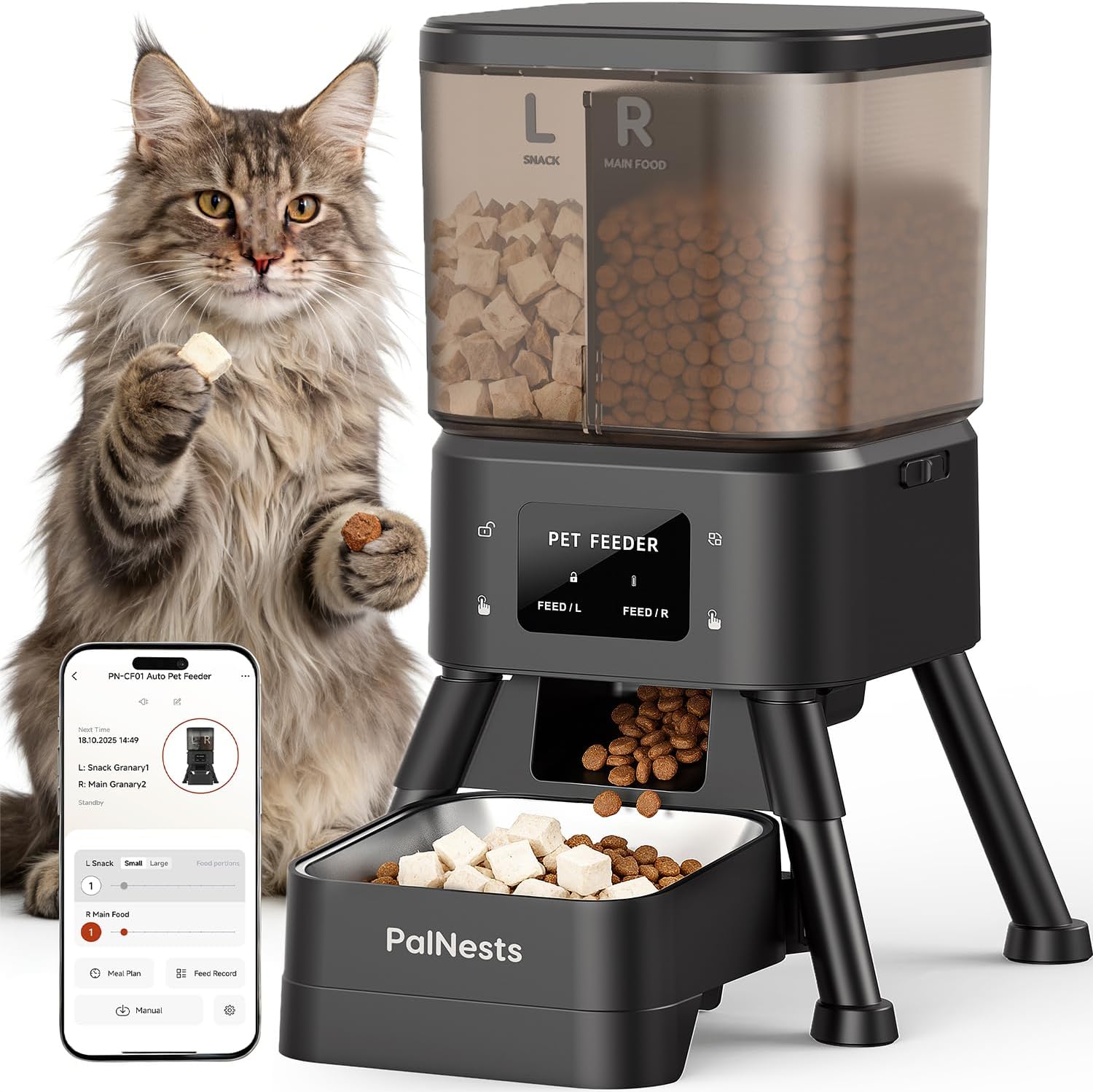 PalNests Futterautomat fuer Katzen und Hunde 4L mit App WLAN und Timer