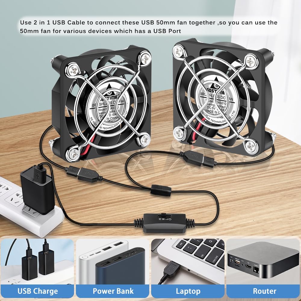 GDSTIME 40 mm USB Luefter 40x40x10 mm 4010 mit 3 Geschwindigkeiten 40mm-140mm