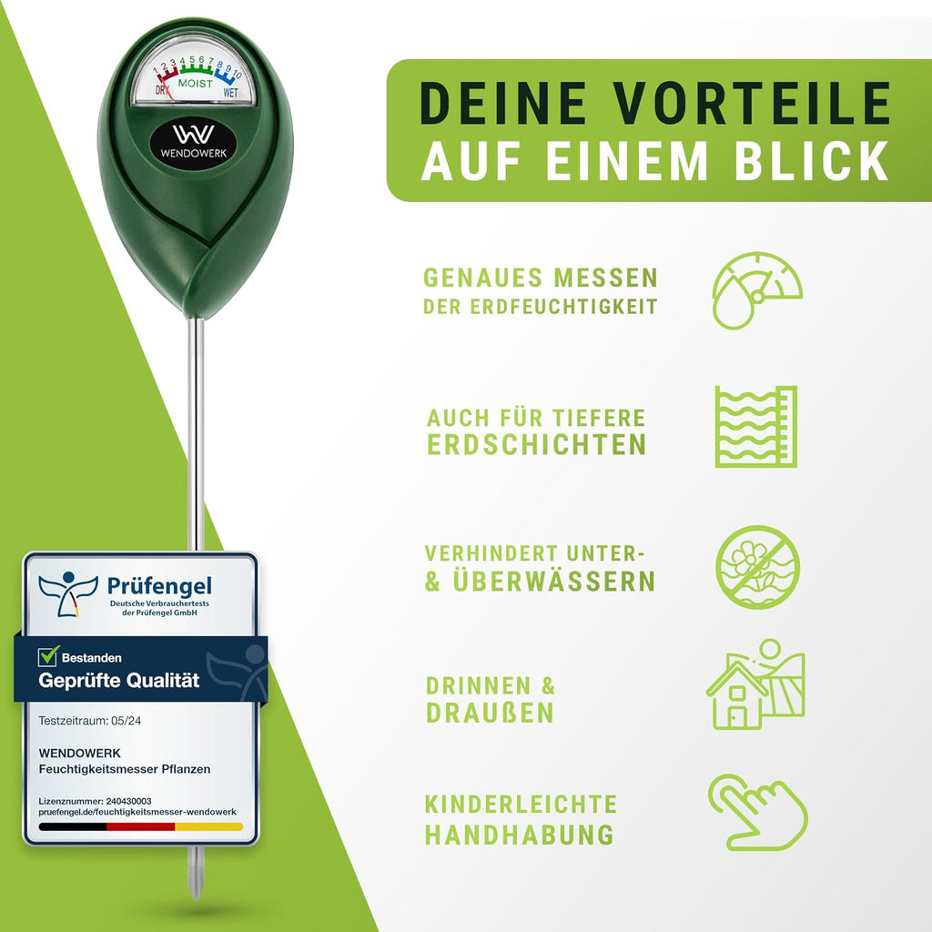Wendowerk Bodenfeuchtemesser Pflanze gruen/schwarz ohne Batterie Analoger Tester