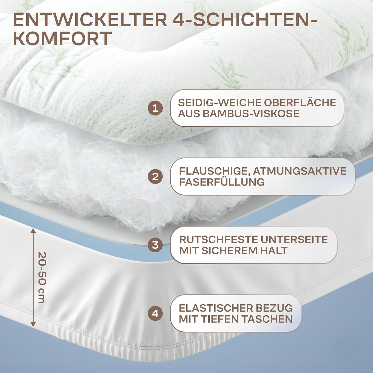 Matratzen Topper fuer himmlischen Komfort - Ultraweicher, atmungsaktiver und kuehl