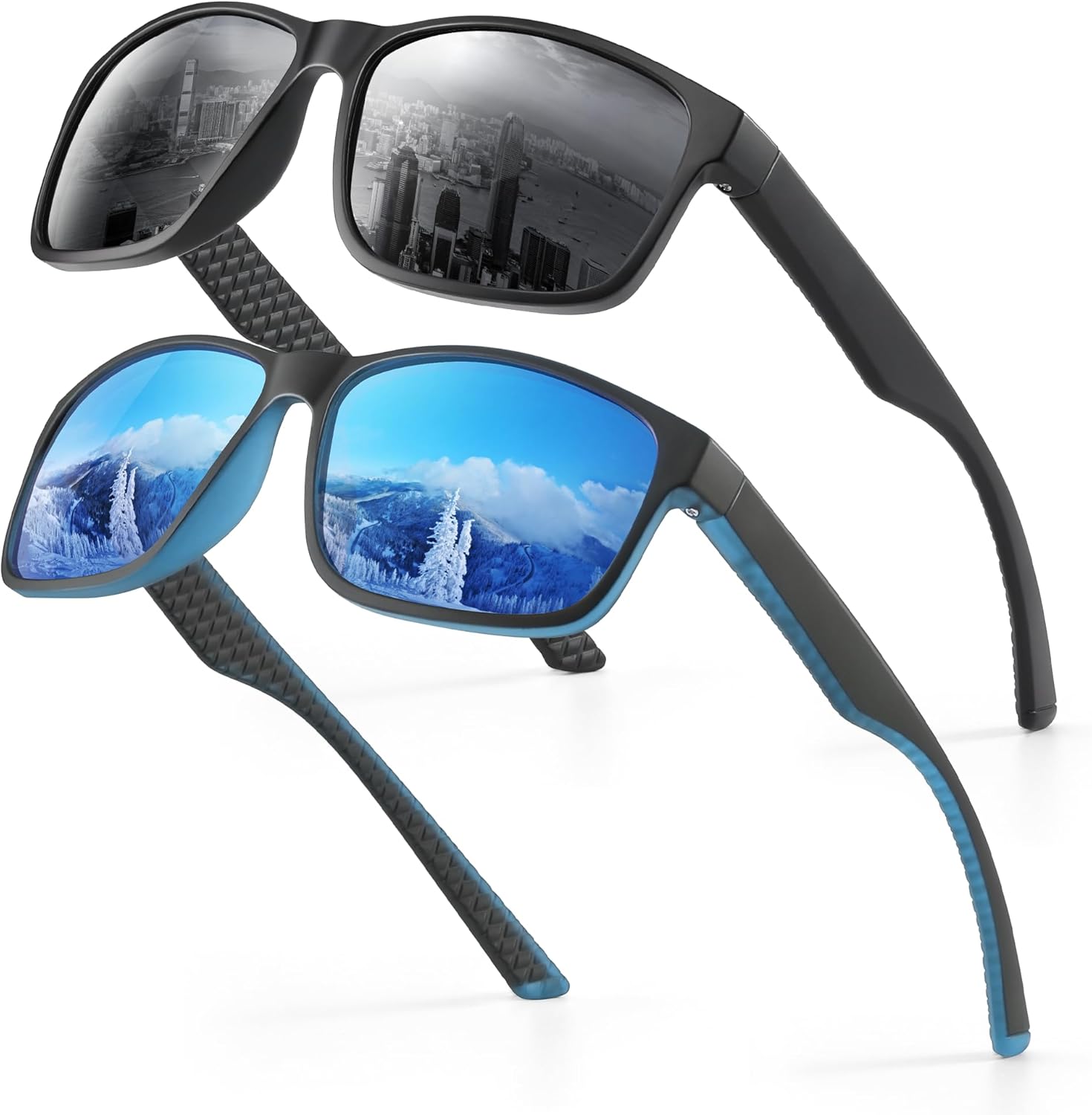 Sonnenbrille Herren Damen polarisiert UV400 unisex schwarz rechteckig Sport