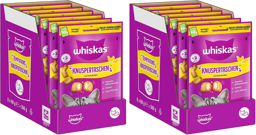 Whiskas Katzensnack Lachs Knuspertaschen, 6 Stück