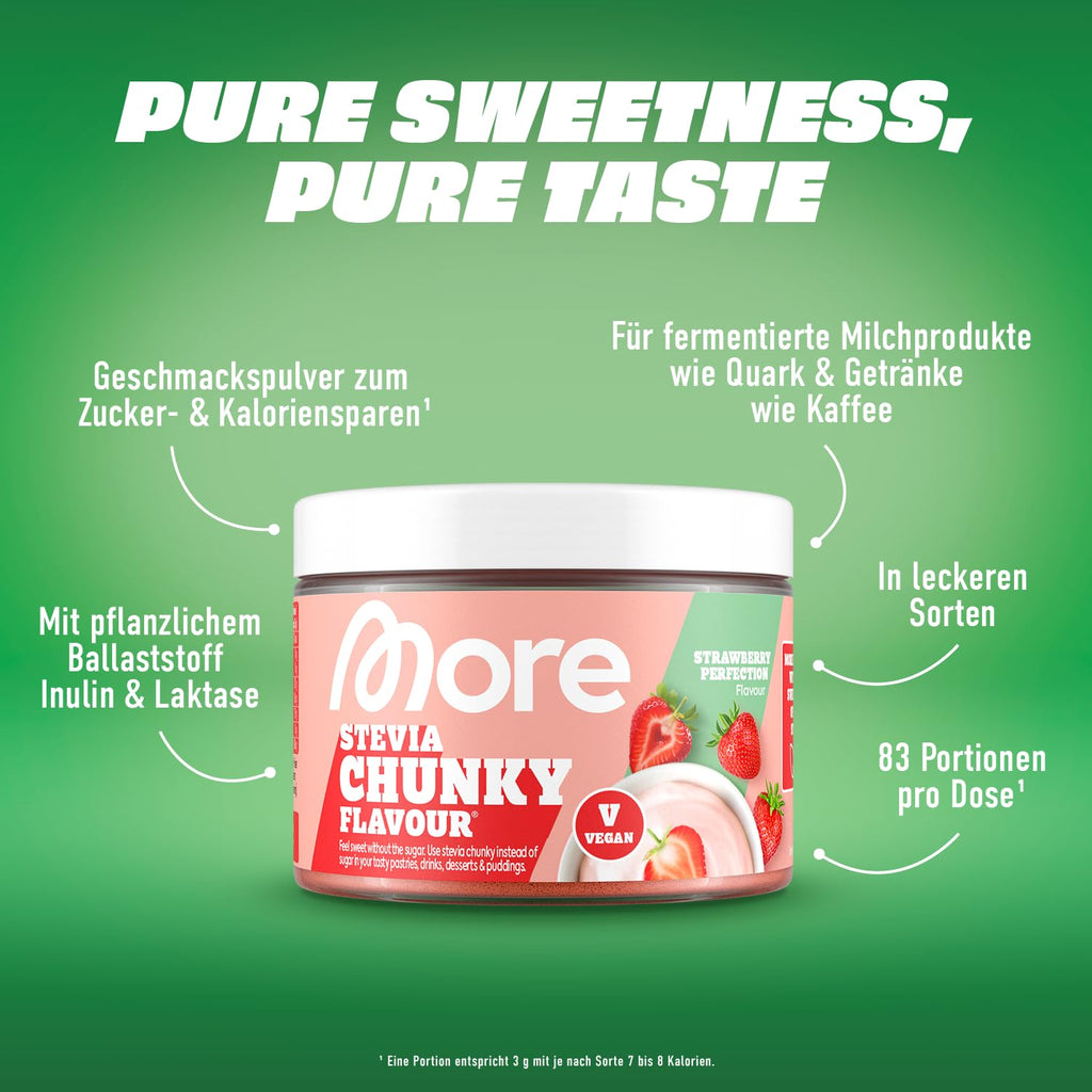 MORE Stevia Chunky Flavour Strawberry Perfection, verschiedene Sorten