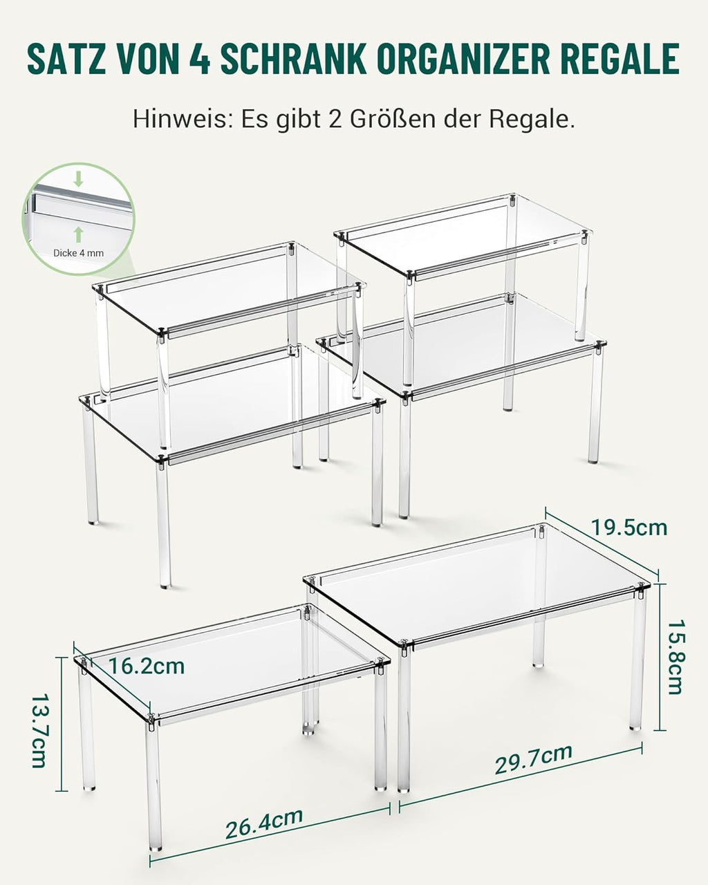 4er Set Gewuerzregal Kuechenregal Organizer Arbeitsplatte Gewuerzdosen