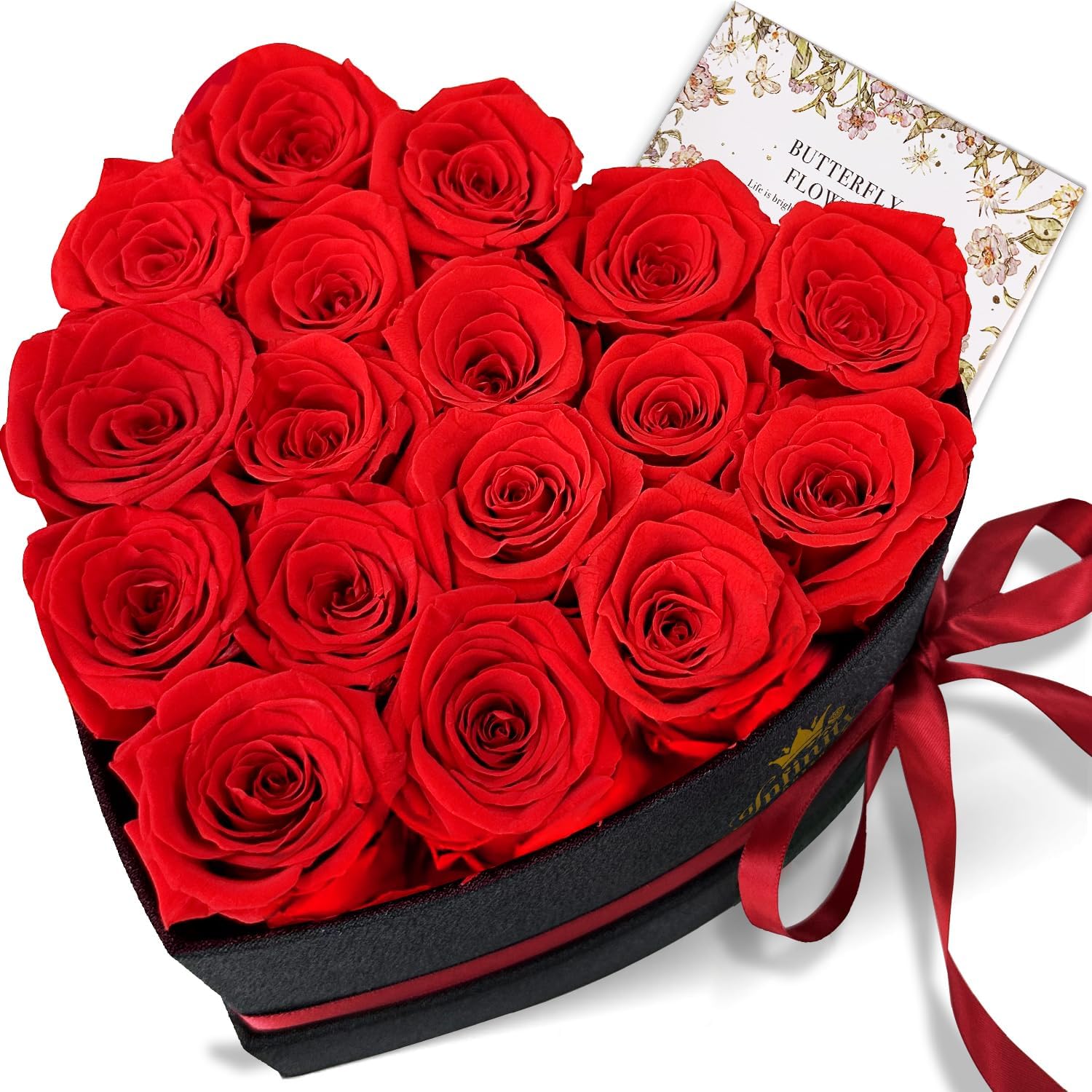 Ewige Rosen Herzbox mit roten Infinity Rosen Geschenk zu Valentinstag Hochzeit