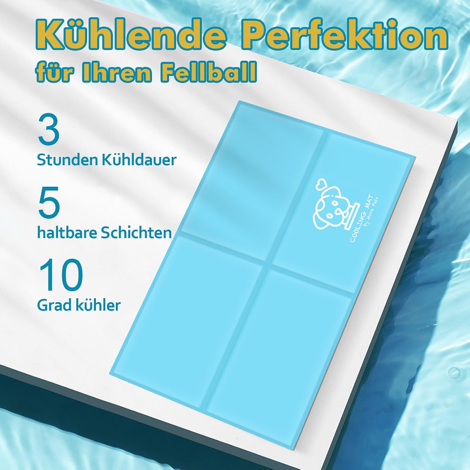 Pawtasy selbstkuehlende Hundematte S 50 x 40 cm Grau mit Gelfuellung