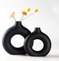 Donut Vasen 2er Set Weiss Matt Boho Nordic Deko Keramikvase
