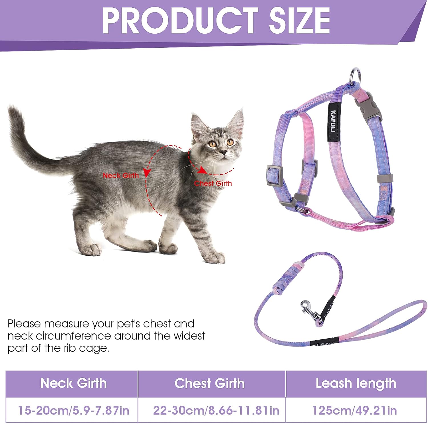 TIESOME Katzengeschirr mit Leine und Halsband, verstellbar, ausbruchsicher, Farb