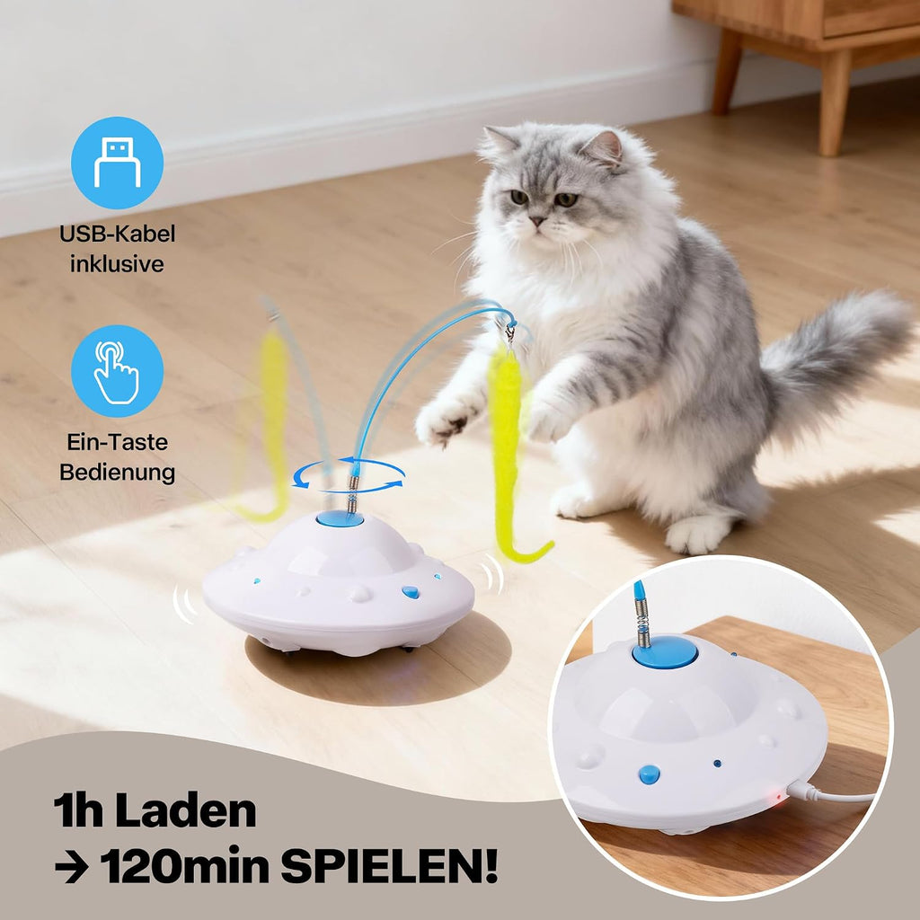Interaktives Katzen-Spielzeug UFO mit Katzenangel USB Ladefunktion