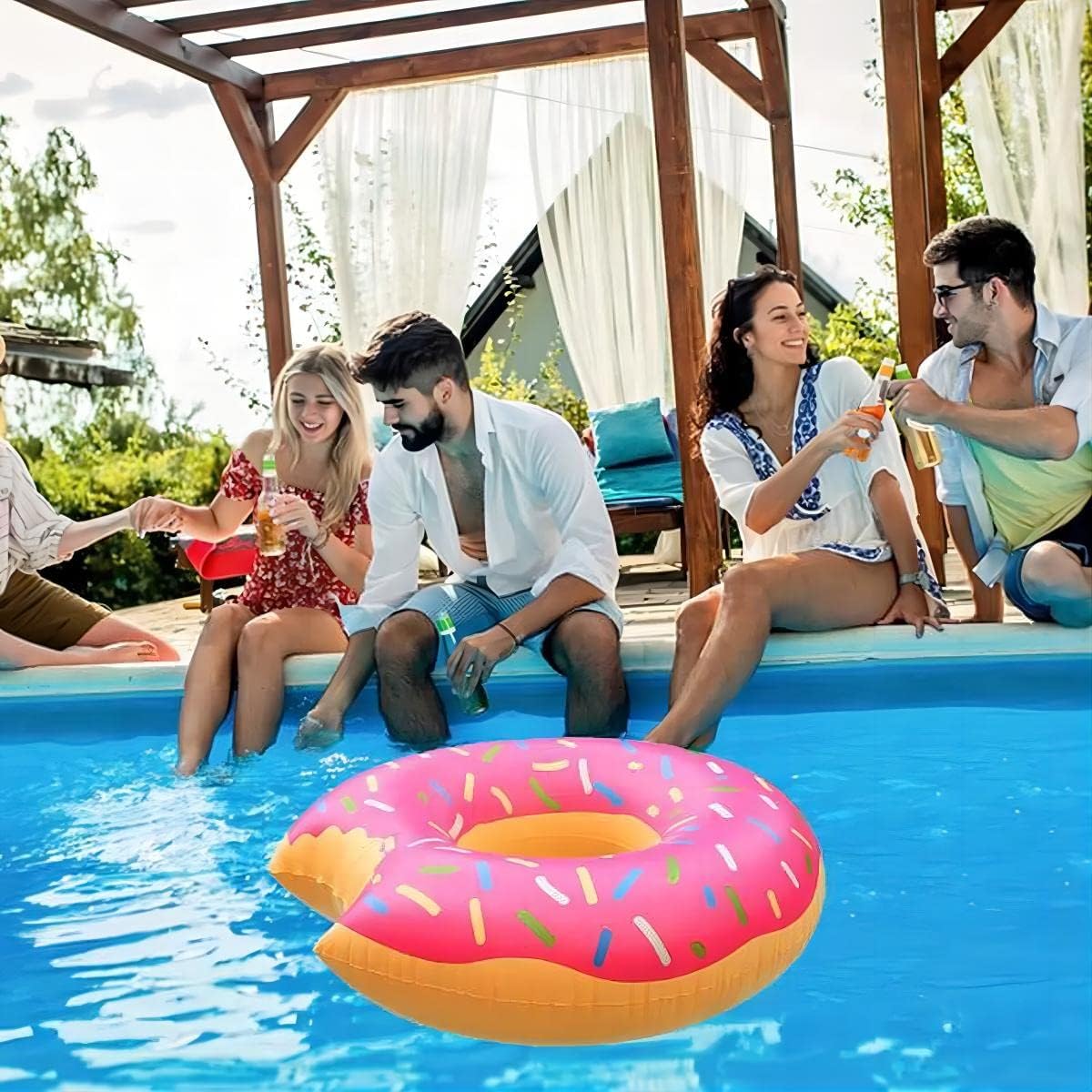 Aufblasbarer Schwimmring 120 cm fuer Erwachsene, Donut Poolring