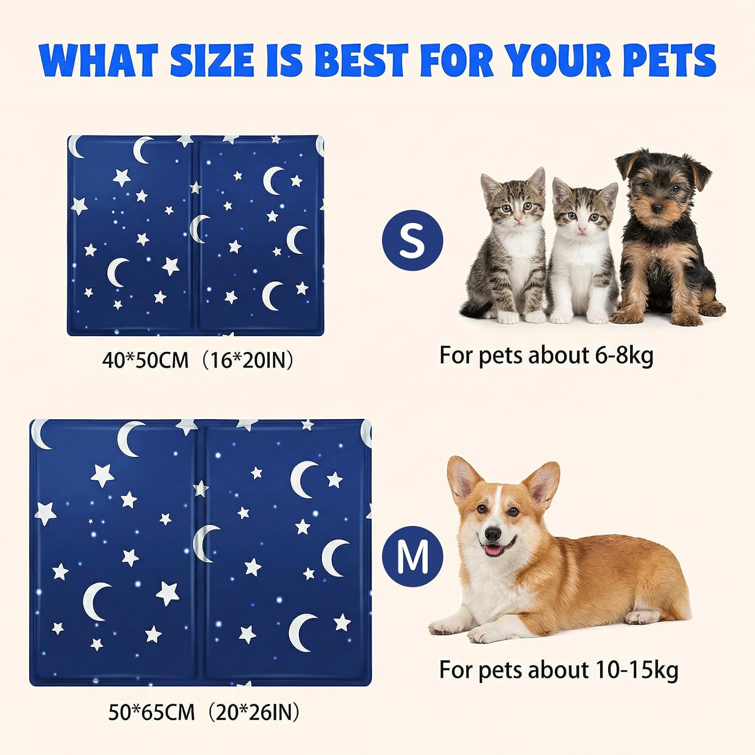 Qoosea Kuehlmatte fuer Hunde Katzen 50x65 cm selbstkuehlend faltbar Gel