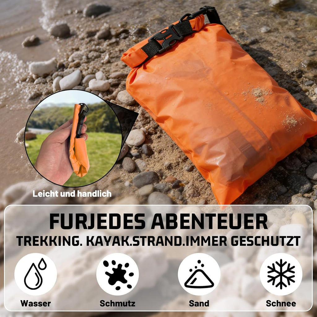 Dry Bag Set 6 wasserdichte Packsaecke 1,5/2,5/3/3,5/5/8 L mit Tragegurt
