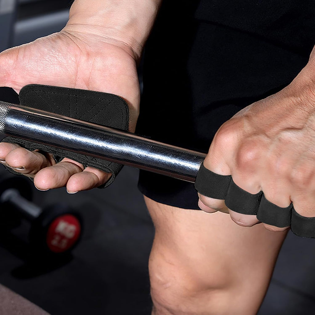 2x Naturleder Griffpolster Zughilfe Grip Pads fuer Krafttraining Fitness