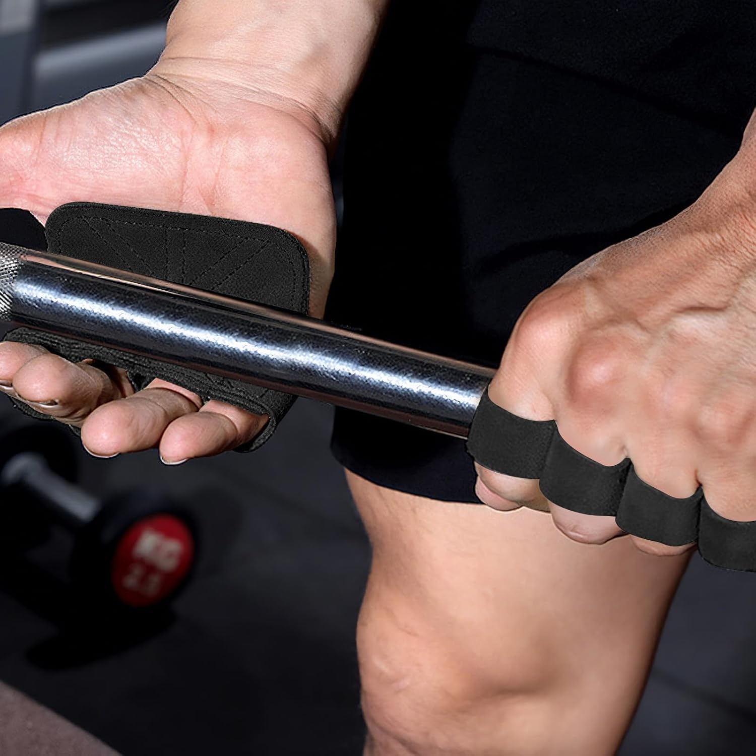 2x Naturleder Griffpolster Zughilfe Grip Pads fuer Krafttraining Fitness