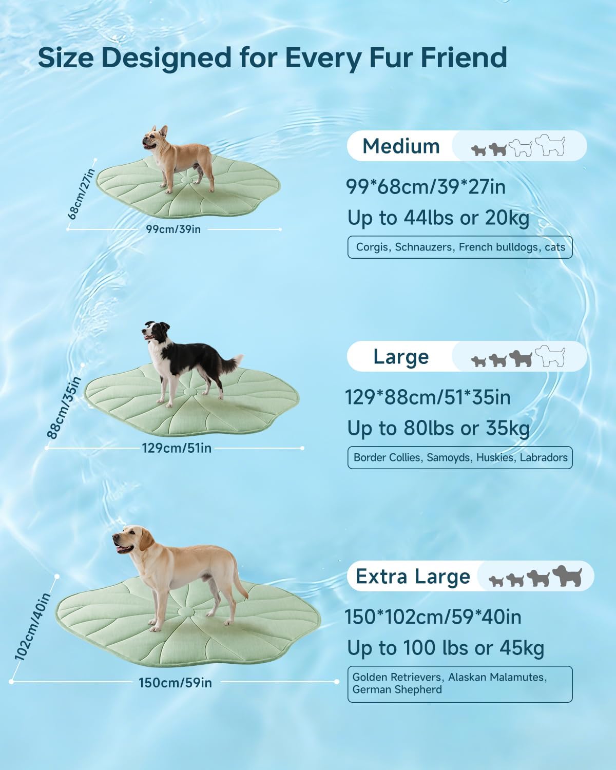 BG-BABYGO Kuehlmatte Reversibel selbstkuehlend M 68×99 cm gruen fuer Hund Katze