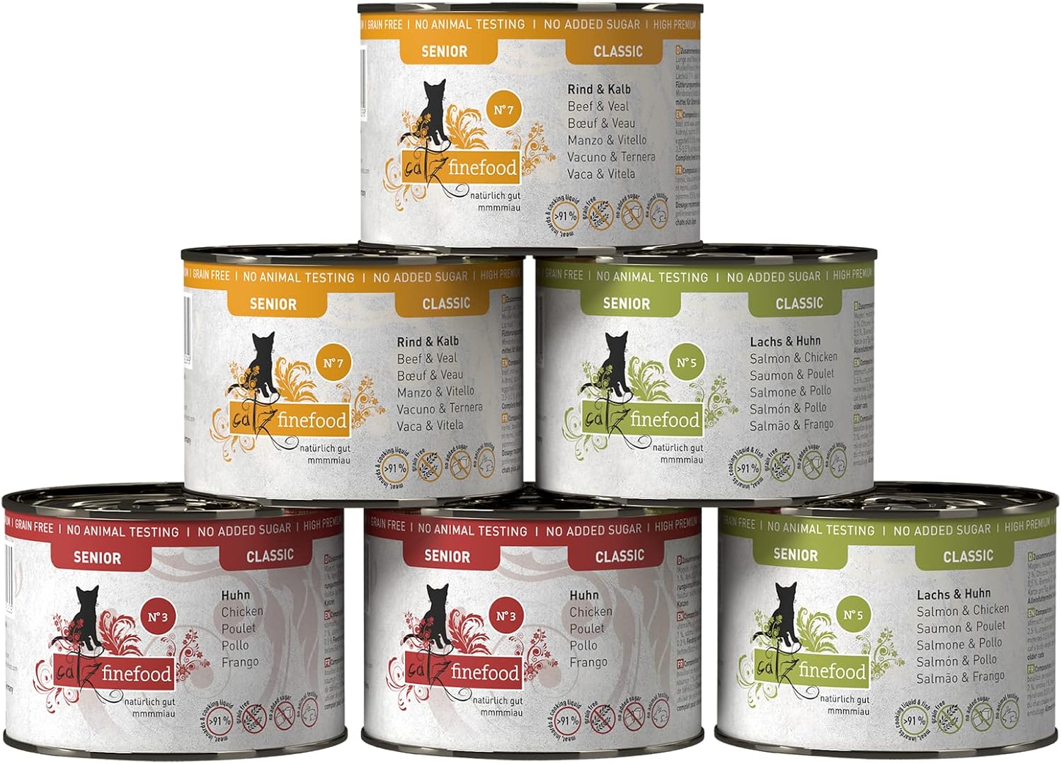 catz finefood Senior Collection Katzenfutter nass 6x200g getreidefrei