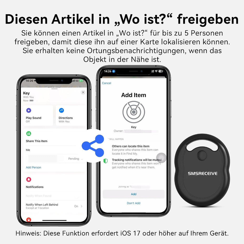 Air Tracker Tag Apple MFi Schluesselfinder Bluetooth iOS 4 Farben