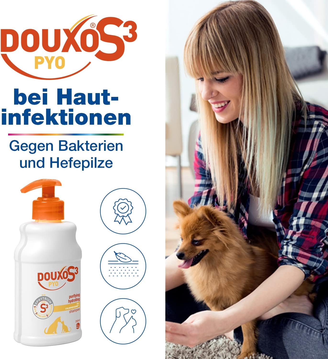 Douxo S3 Pyo Shampoo fuer Hunde und Katzen gegen Bakterien Hefepilze