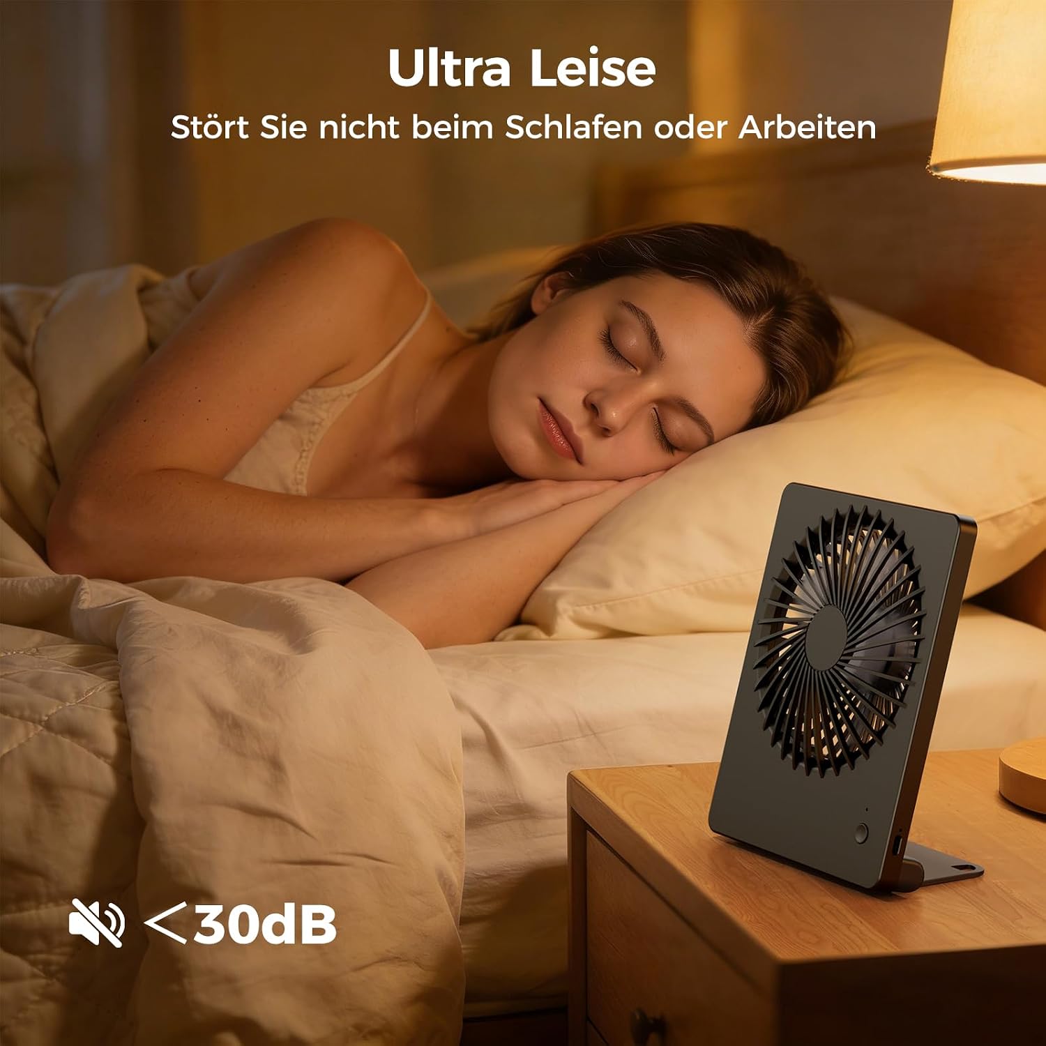 TriPole Tischventilator Akku 2000mAh, 3 Stufen, 30dB, 180° verstellbar