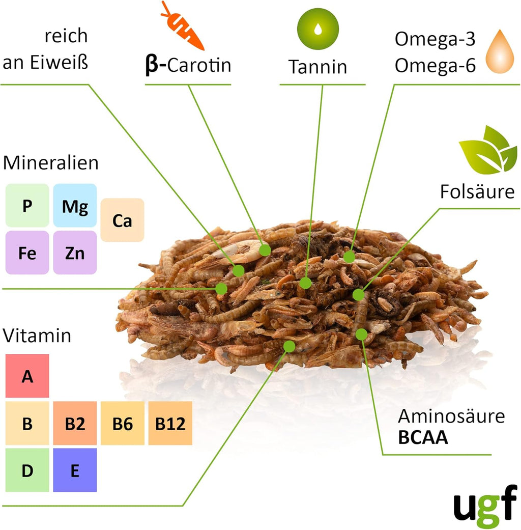 UGF Schildkroetenfutter Mix 500 g Eimer - Gammarus, Mehlwuermer, Garnelen, Fisch