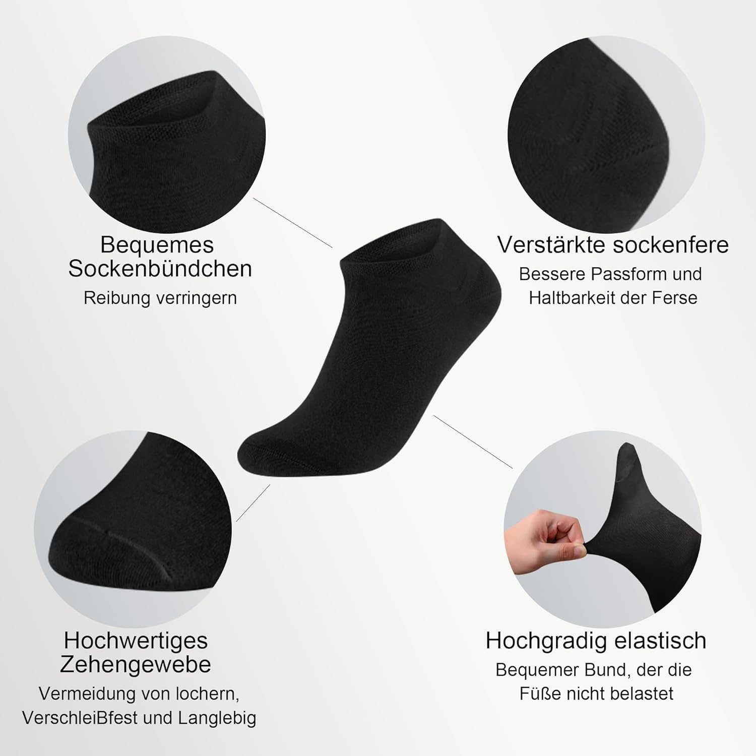 12 Paar Sneakersocken Kurz Unisex Baumwolle Groessen