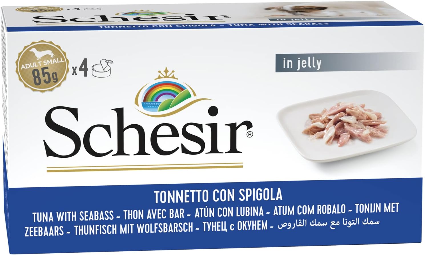 Schesir Dog Hundefutter nass verschiedene Sorten Huehnerfilet mit Lamm 6x4x85g