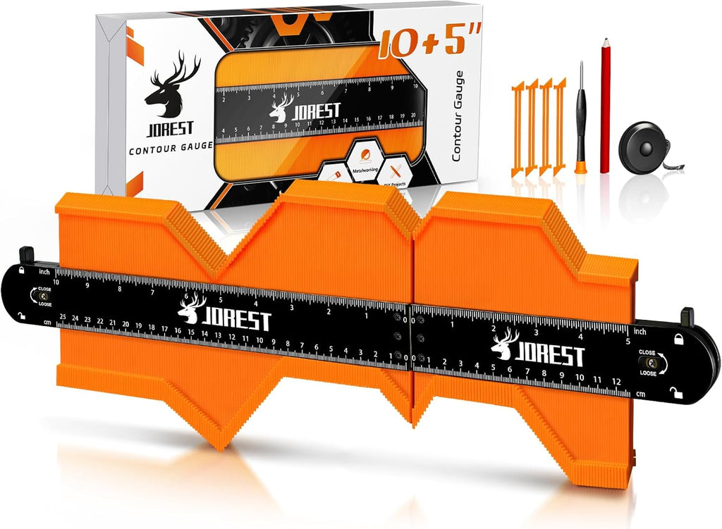 JOREST Konturenlehre 25+12 cm feststellbar Wiederholungslehre Laminat Schablone