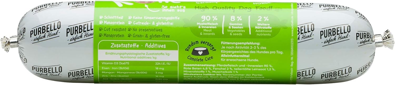 PURBELLO Nassfutter Mix Paket 8x400g Pferd Ziege Lamm Monoprotein getreidefrei