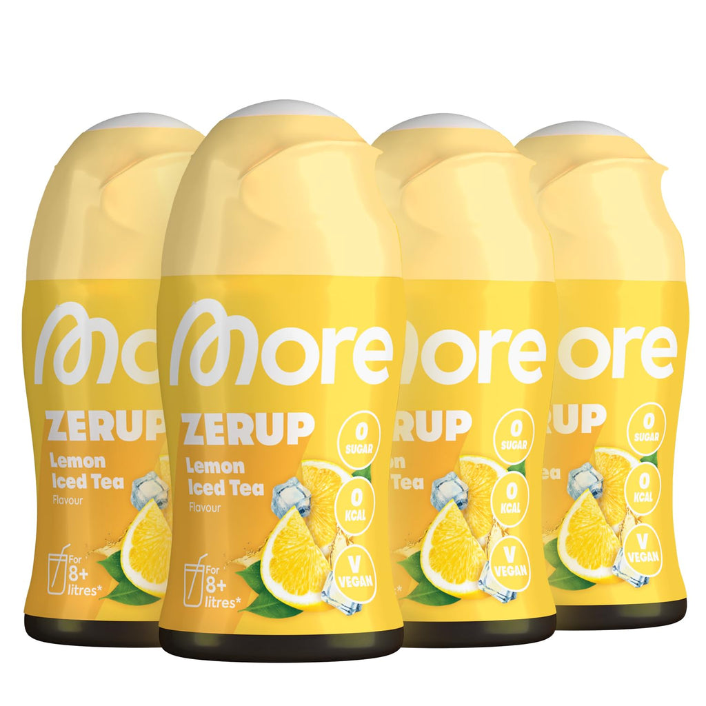 MORE Zerup Peach Iced Tea Sirup 4 x, zuckerfrei, vegan, verschiedene Sorte