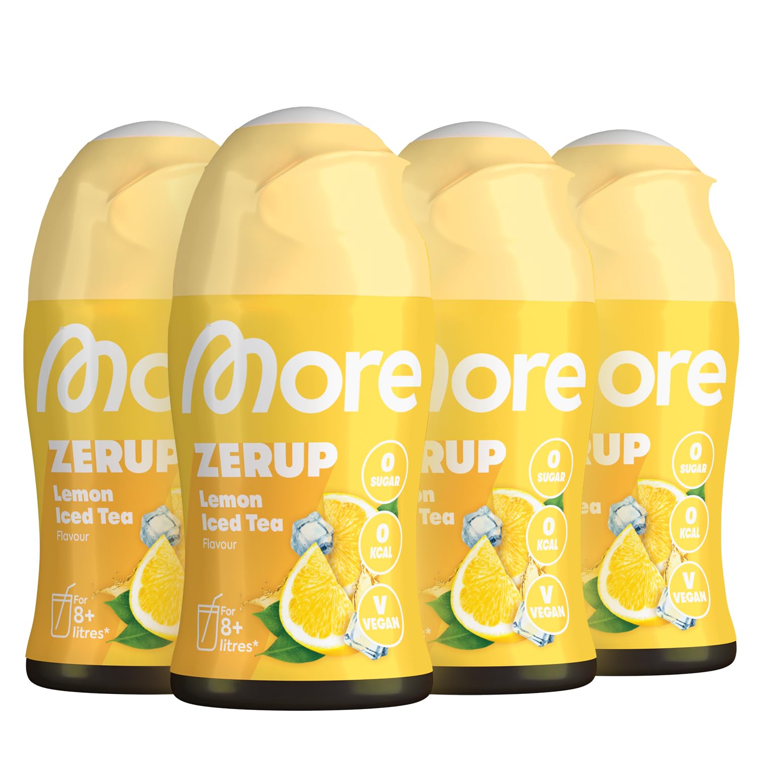 MORE Zerup Peach Iced Tea Sirup 4 x, zuckerfrei, vegan, verschiedene Sorte