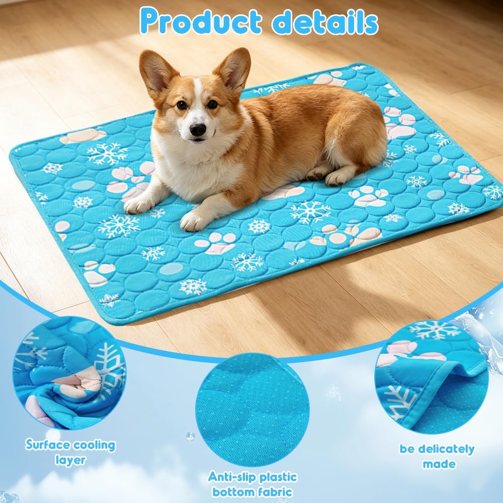 Kühlmatte Hund 100x70 cm selbstkühlend waschbar ungiftig für Zuhause Auto