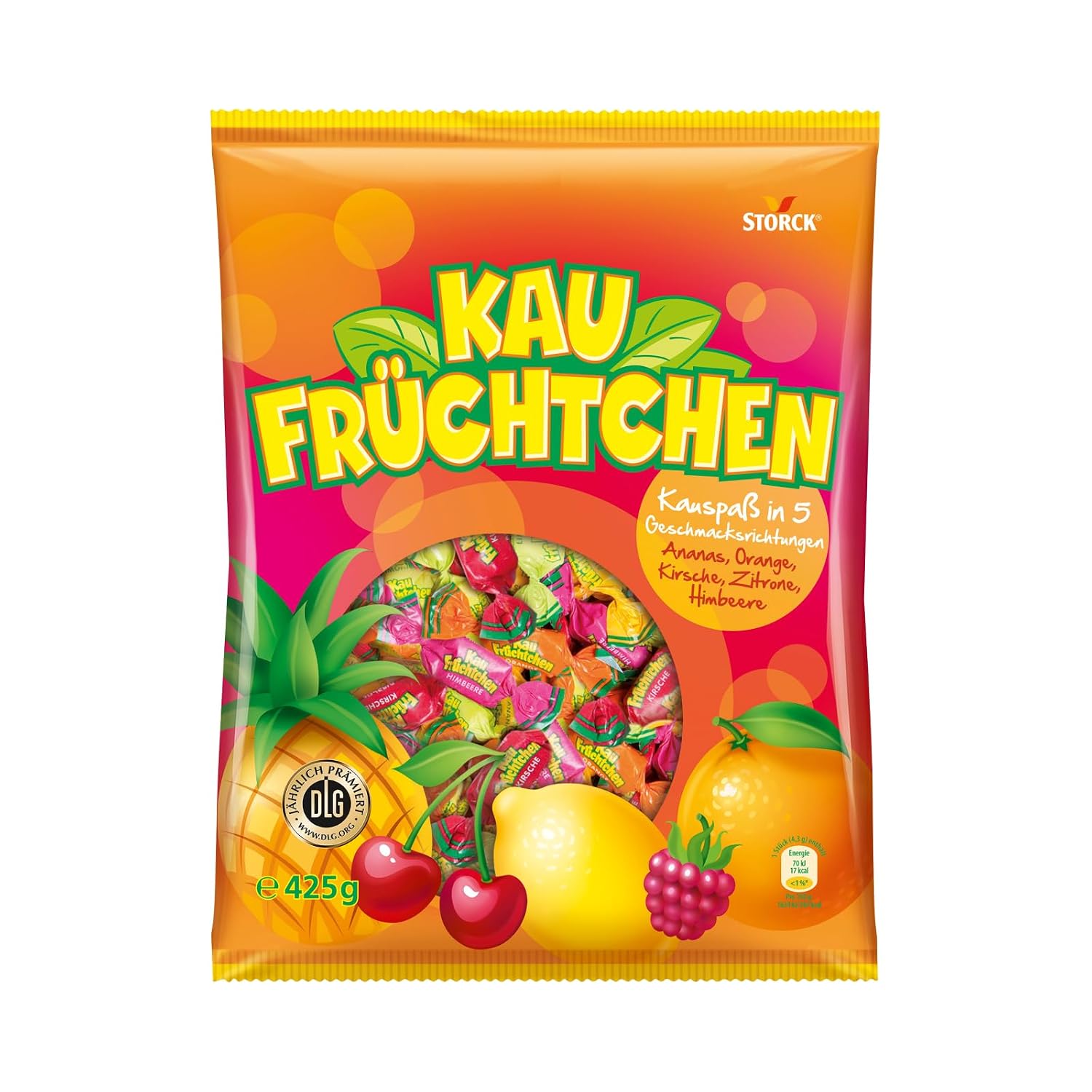 Kaufruechtchen Kaubonbons 425 g - fuenf fruchtige Geschmacksrichtungen