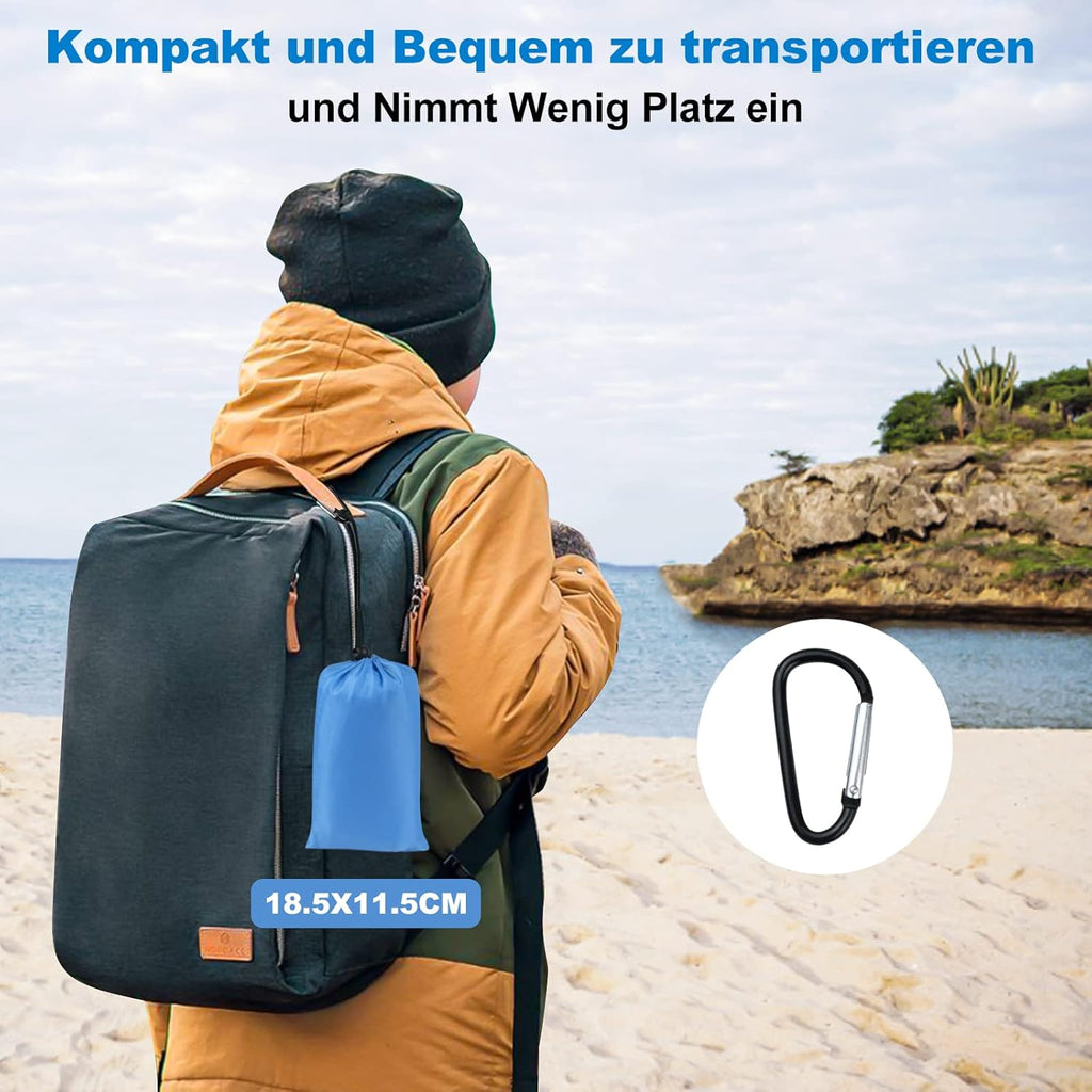 Dijia Sandfreie Stranddecke 210x200 cm mit 2 Reissverschlusstaschen & Tasche