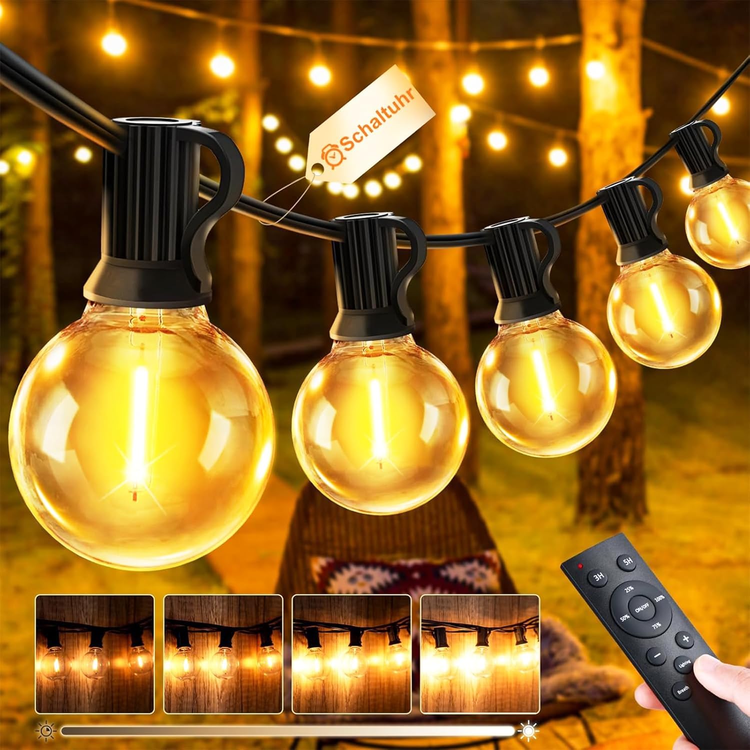 LED Lichterkette Aussen 30 m wetterfest dimmbar mit Fernbedienung 15m-45m