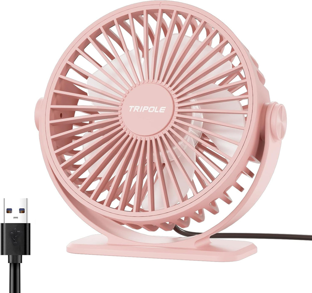 TriPole Mini Tischventilator USB 3 Geschwindigkeiten 360° Neigung leise