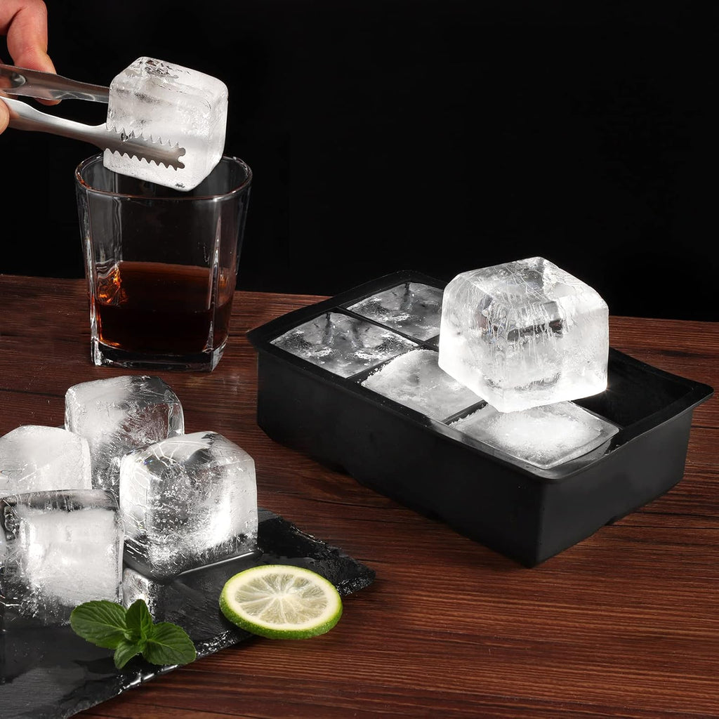 Silikon Eiswuerfelform 3er Set mit Deckel Kugel Wuerfel schwarz