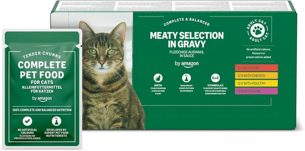 Katzenfutter nass 48x100g Fleisch in Sauce 4,8kg fuer Katzen