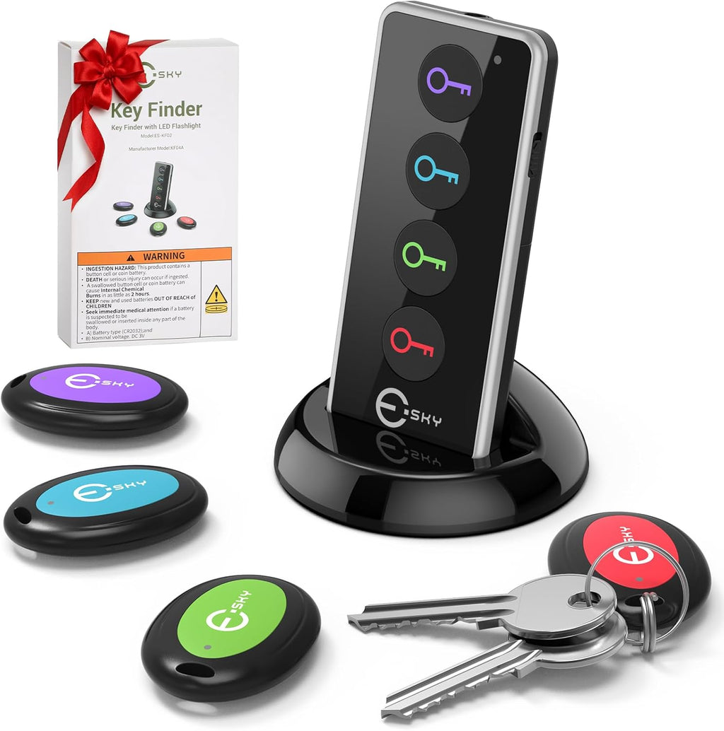 RF Schluesselfinder mit Pfeife und LED, Set mit 4 Empfaengern