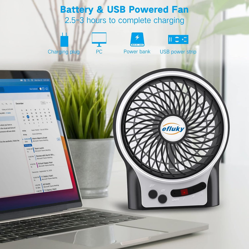 efluky faltbarer USB Handventilator wiederaufladbar tragbar Mini Ventilator