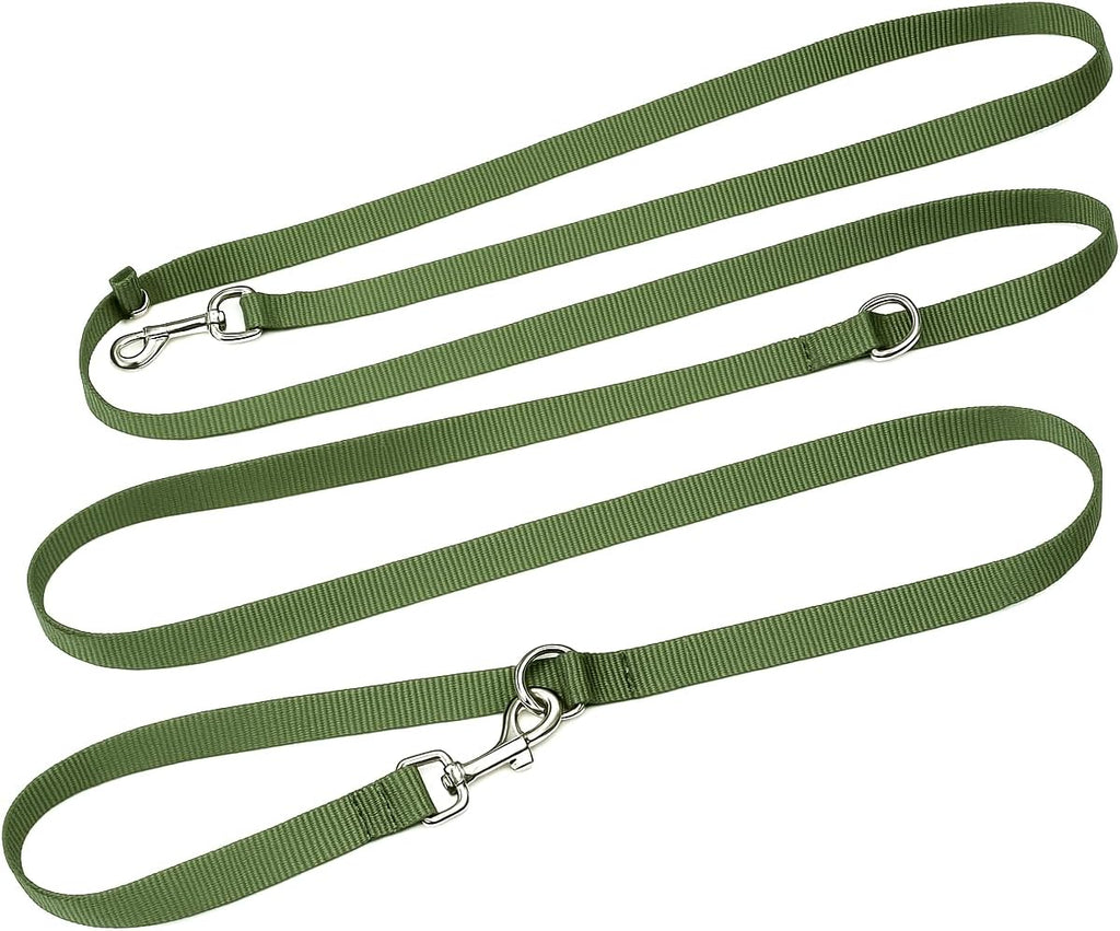 Leisegruen Hundeleine Nylon verstellbar 3m-10m mit 2 Karabinern Schwarz