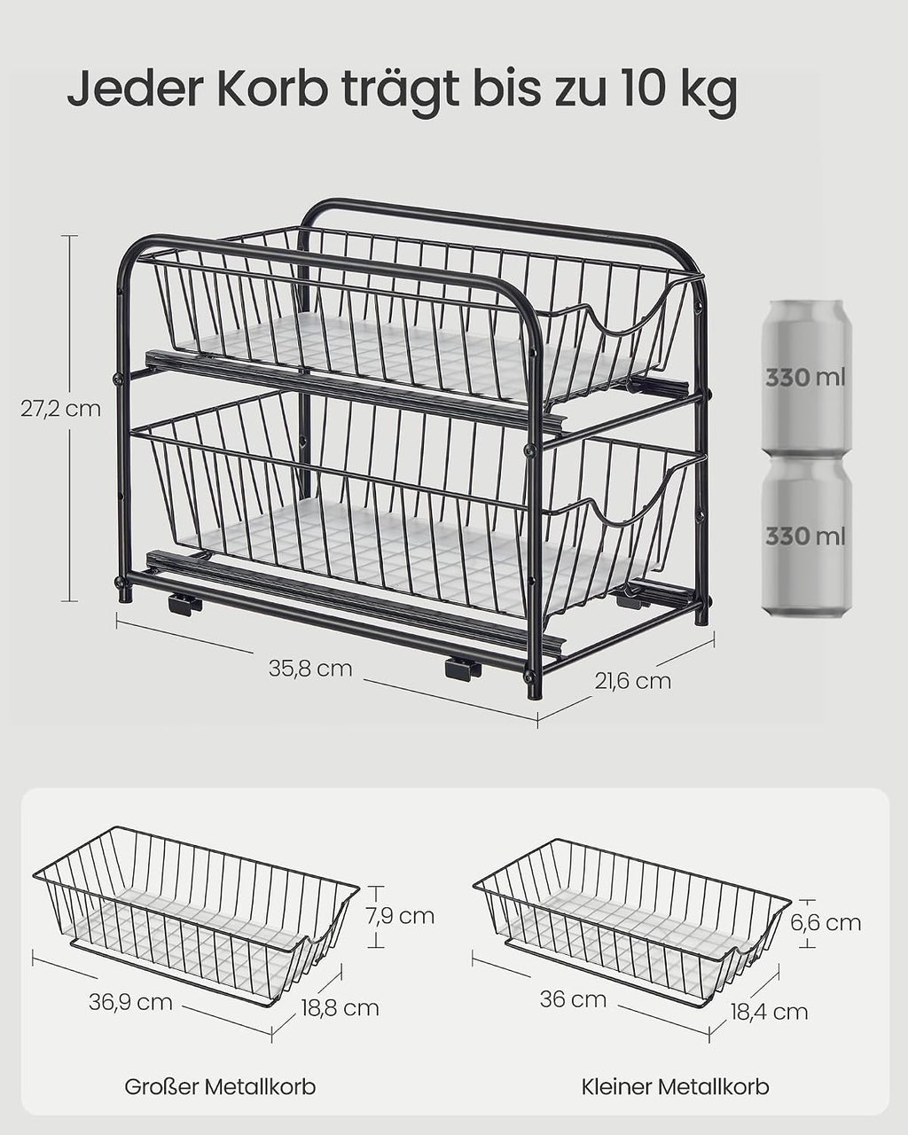 Kuechen Organizer Metallkorb 2 Ebenen stapelbar Schrankregal Ablage